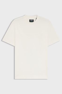 BOSS x ASTON MARTIN T-shirt van gemerceriseerde katoen met vleugeldetail, Naturel