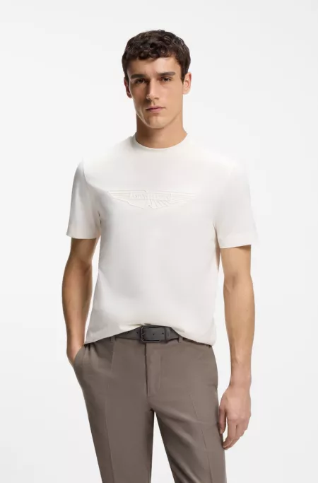 BOSS x ASTON MARTIN mercerised-cotton T-shirt with wing detail
