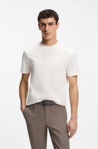 Camiseta BOSS x ASTON MARTIN de algod&oacute;n mercerizado con detalle de alas, Natural