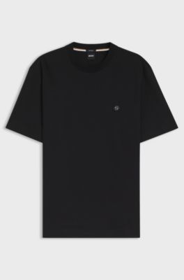 Cotton T-shirt with Double-B-monogram badge, Black