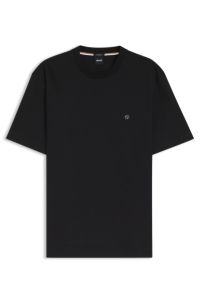 Mercerised-cotton T-shirt with Double B monogram, Black