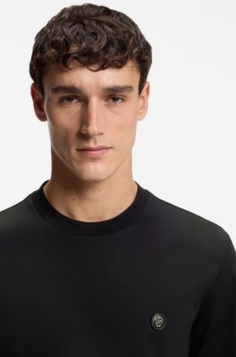 Cotton T-shirt with Double-B-monogram badge, Black