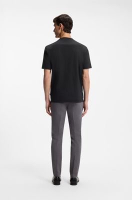 T-Shirt aus merzerisierter Baumwolle mit Double-B-Monogramm, Schwarz