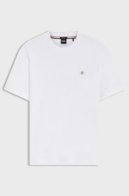 Mercerised-cotton T-shirt with Double B monogram, White