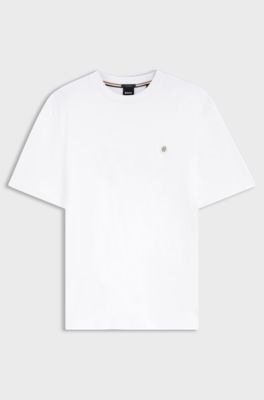 Cotton T-shirt with Double-B-monogram badge, White