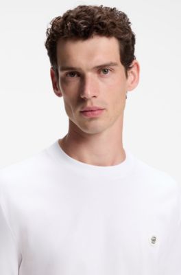Cotton T-shirt with Double-B-monogram badge, White