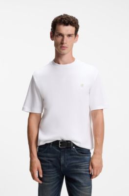 Cotton T-shirt with Double-B-monogram badge, White
