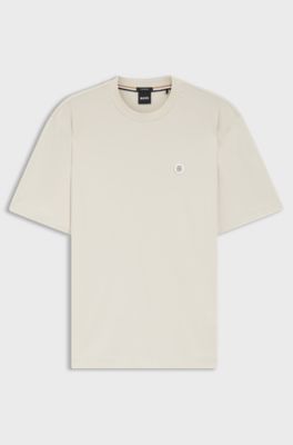 Mercerised-cotton T-shirt with Double B monogram, Natural