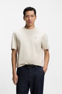Mercerised-cotton T-shirt with Double B monogram, Natural