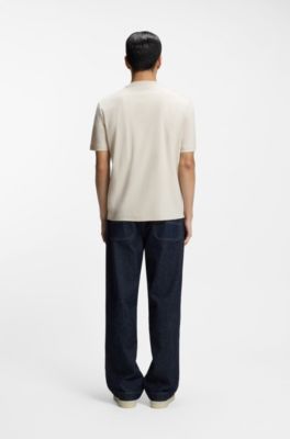 Mercerised-cotton T-shirt with Double B monogram, Natural