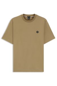Mercerised-cotton T-shirt with Double B monogram, Beige
