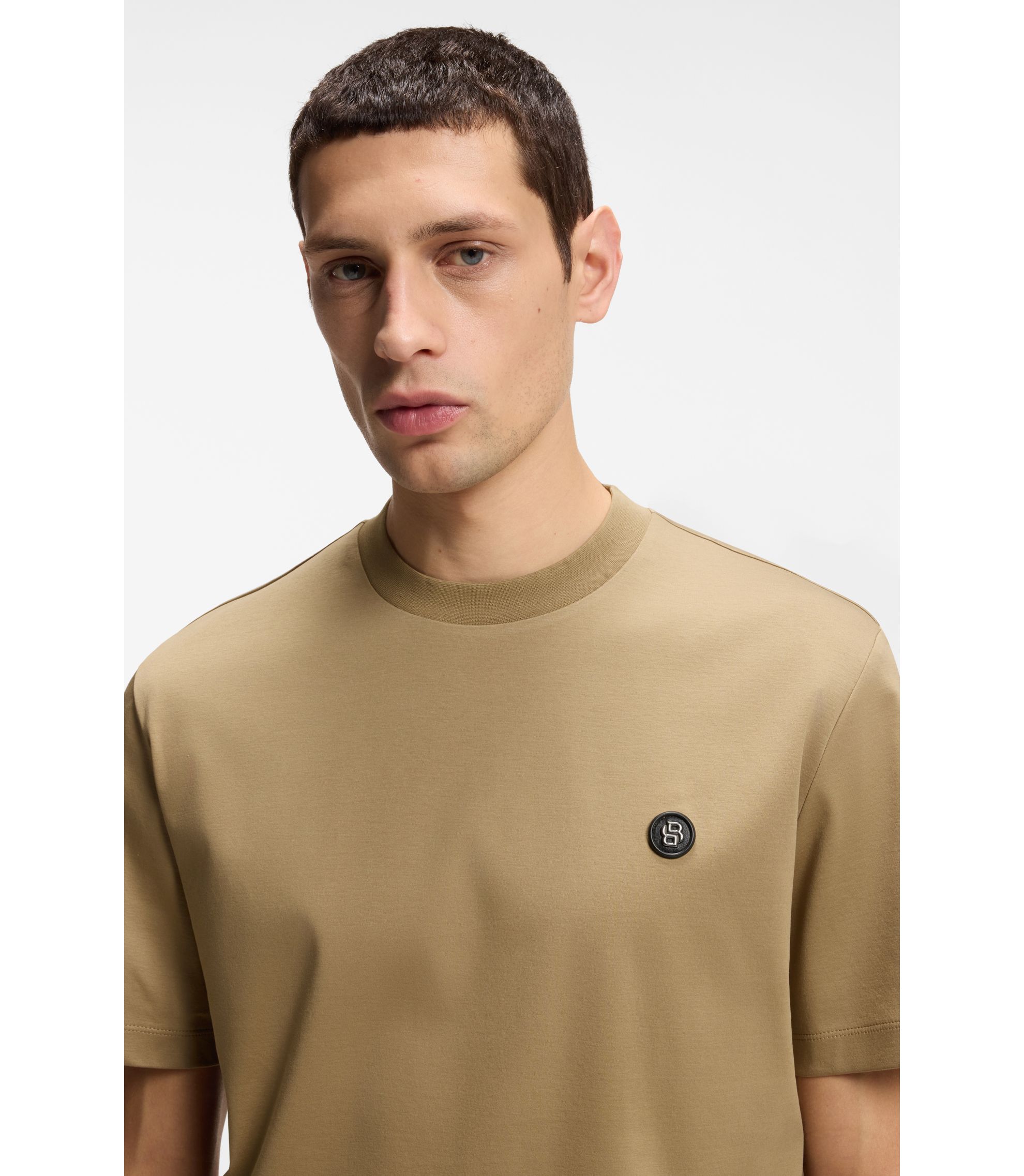 BOSS - シルケットコットン Tシャツ Double Bモノグラム - ベージュ