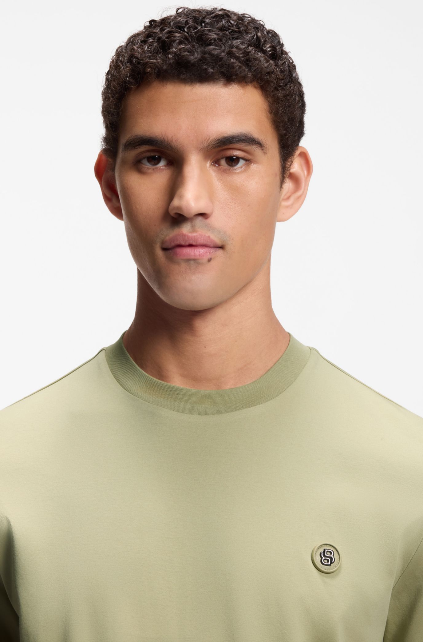 BOSS - シルケットコットン Tシャツ Double Bモノグラム - ライトグリーン