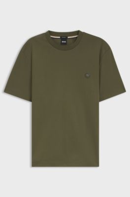 Cotton T-shirt with Double-B-monogram badge, Olive