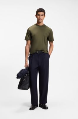 Cotton T-shirt with Double-B-monogram badge, Olive