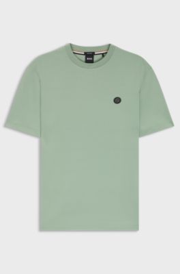 Mercerised-cotton T-shirt with Double B monogram, Light Green