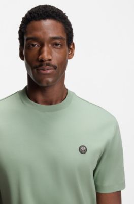 Cotton T-shirt with Double-B-monogram badge, Light Green