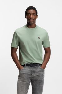 Mercerised-cotton T-shirt with Double B monogram, Light Green