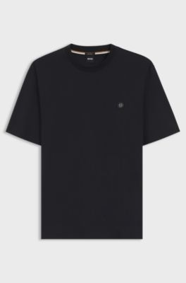 Mercerised-cotton T-shirt with Double B monogram, Dark Blue