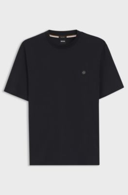 Cotton T-shirt with Double-B-monogram badge, Dark Blue