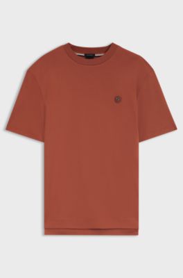Cotton T-shirt with Double-B-monogram badge, Orange