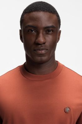 Cotton T-shirt with Double-B-monogram badge, Orange