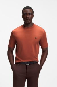 Cotton T-shirt with Double-B-monogram badge, Orange