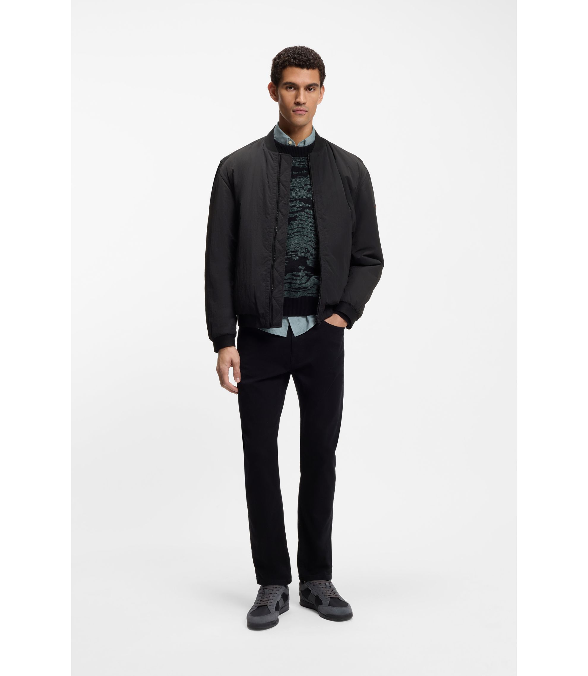 黒*真様 HUGOBOSS ボンバージャケット S BOSS - はっ水ボンバージャケット ソフトタッチファブリック - ブラック