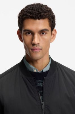 Water-repellent bomber jacket in soft-touch fabric, Black