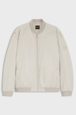 Chaqueta bomber en tejido repelente al agua de tacto suave, Gris claro