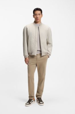 Chaqueta bomber en tejido repelente al agua de tacto suave, Gris claro