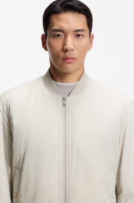 Chaqueta bomber en tejido repelente al agua de tacto suave, Gris claro