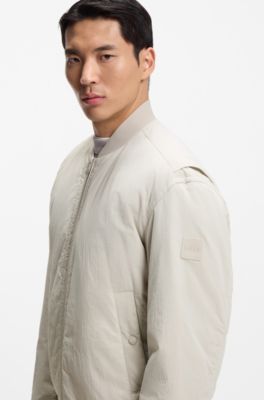 Chaqueta bomber en tejido repelente al agua de tacto suave, Gris claro