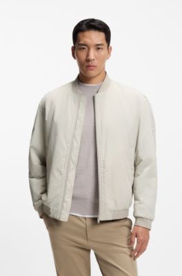 Chaqueta bomber en tejido repelente al agua de tacto suave, Gris claro