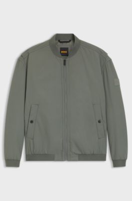 Water-repellent bomber jacket in soft-touch fabric, Khaki