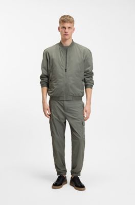 Water-repellent bomber jacket in soft-touch fabric, Khaki