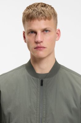Water-repellent bomber jacket in soft-touch fabric, Khaki