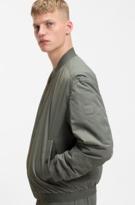 Water-repellent bomber jacket in soft-touch fabric, Khaki