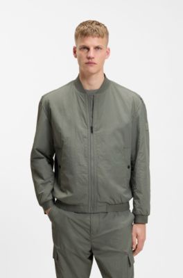 Water-repellent bomber jacket in soft-touch fabric, Khaki
