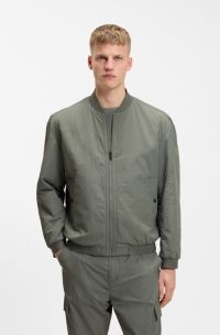 Water-repellent bomber jacket in soft-touch fabric, Grey