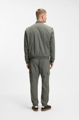 Water-repellent bomber jacket in soft-touch fabric, Khaki