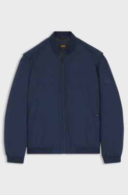 Bomber idrorepellente in tessuto morbido al tatto, Blu scuro