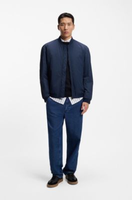 Water-repellent bomber jacket in soft-touch fabric, Dark Blue