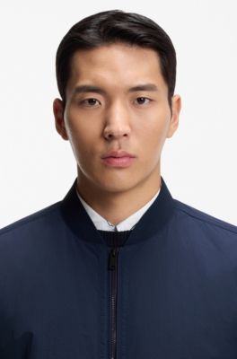Water-repellent bomber jacket in soft-touch fabric, Dark Blue