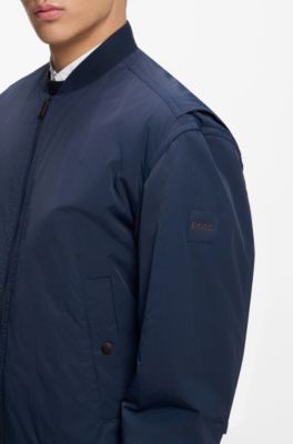 Water-repellent bomber jacket in soft-touch fabric, Dark Blue