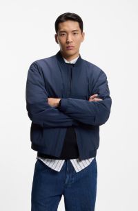 Water-repellent bomber jacket in soft-touch fabric, Dark Blue