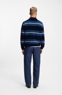 Tapered-fit jeans in blue rigid denim, Dark Blue