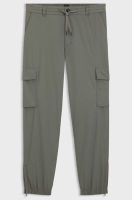 Pantaloni cargo in tessuto stropicciato idrorepellente, Grigio