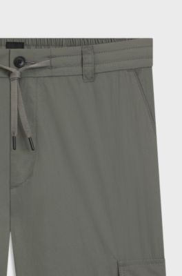 Pantaloni cargo in tessuto stropicciato idrorepellente, Grigio
