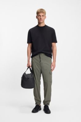 Pantaloni cargo in tessuto stropicciato idrorepellente, Grigio